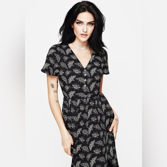 Disturbia Mortmoth Short Sleeve Midi Dress US 8 / UK 12 - Picture 6 of 11